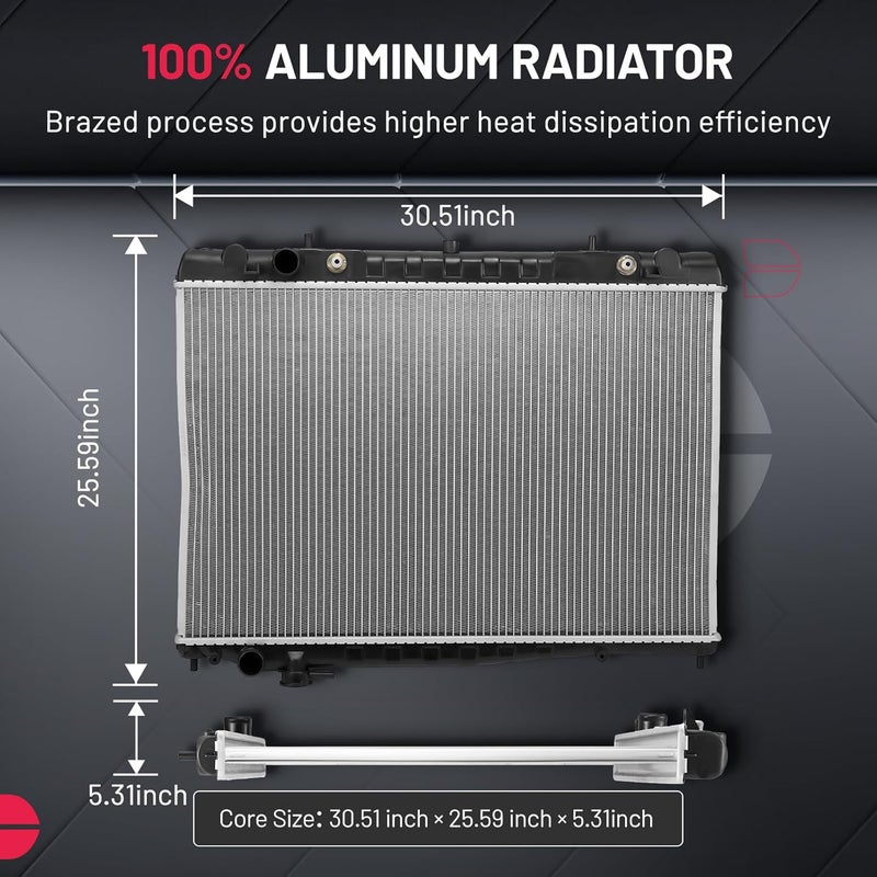 BDFHYK CU2215 Aluminum Radiator Compatible with Nissan Frontier 1998-2004 2006-2015, Compatible with Nissan Frontier 1999-2004, Compatible with Nissan Xterra 2000-2004 2.4L l4/3.3L V6 Replace 8012215 - Image 3